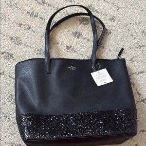 NWT Kate Spade Black Glitter Tote Bag